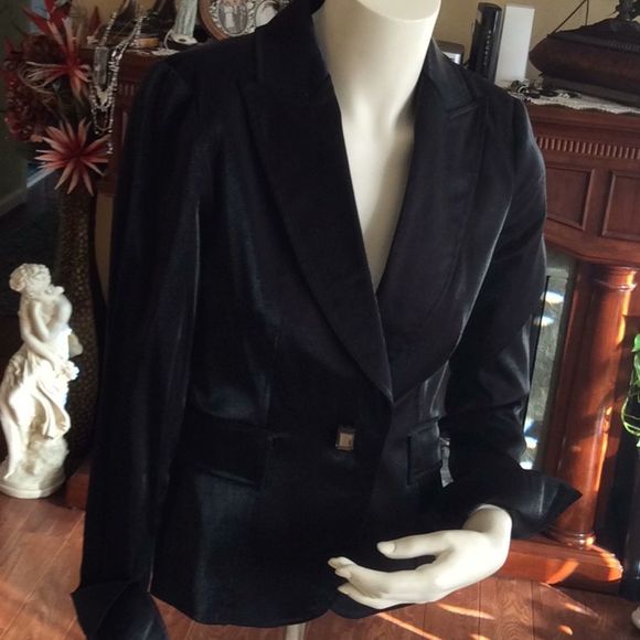 💞CACHE LUXE💞satin elegant evening suit jacket - Picture 2 of 16